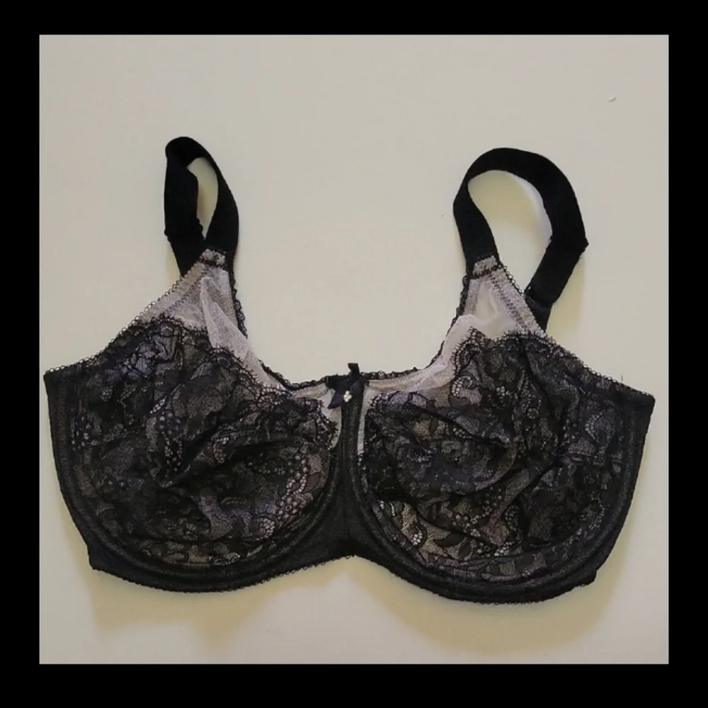 Wacoal Retro Chic Full Figure Underwire Black Lace Bra 32G‎ Witchy Whimsigoth